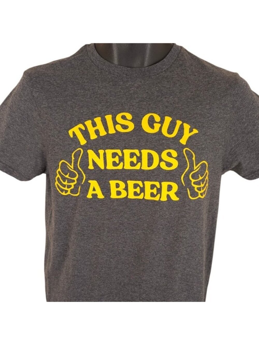 This Guy Needs A Beer T Shirt Mens Size Small Gray Funny Humor